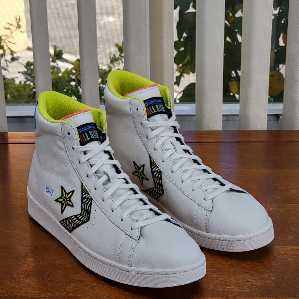 Converse Men's Pro Leather Hi Sneakers 172187C Vintage White/Black Size 8